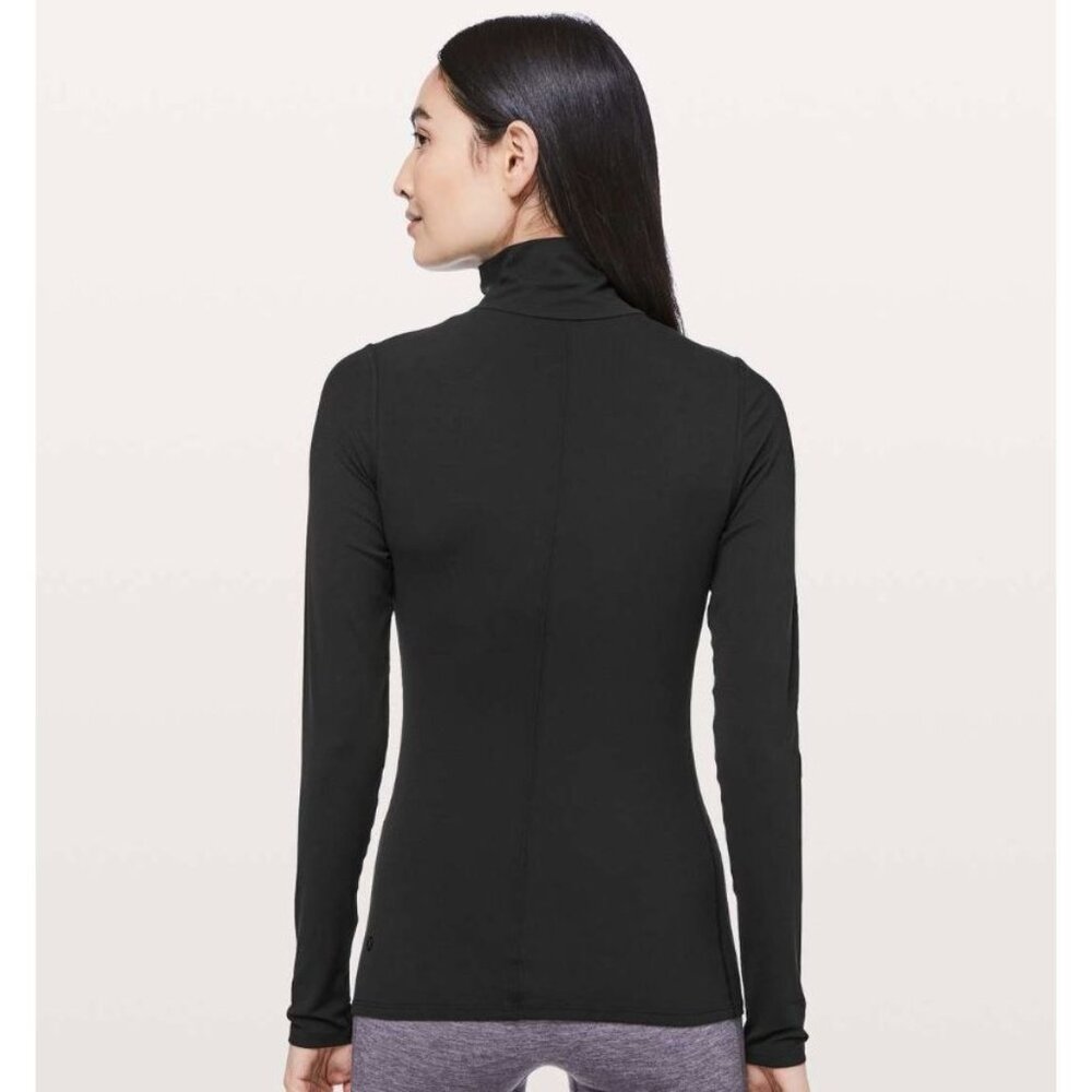 Lululemon Ethereal Black Long Sleeve Mock Neck Mesh Trim Pullover Top 0 2 - Picture 4 of 9
